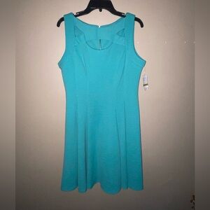 Danny & Nicole NWT Turquoise ribbed fit and flared modest Dress size 14